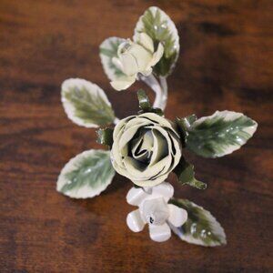 Vintage Italian Tole Rose Flower Metal Napkin Rings 14 Wedding/Baby Shower/Event